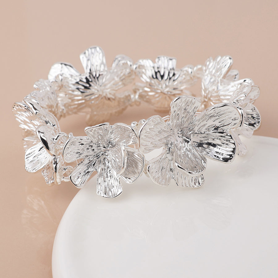 Floral Bloom Bracelet - Silver Plated