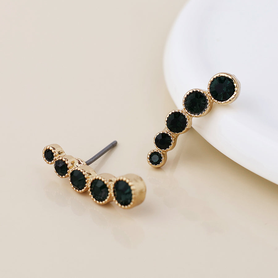 POM - Maggie faux gold plated dark toned crystal ear climbers