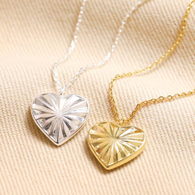 Sunbeam Heart Pendant Necklace in Silver