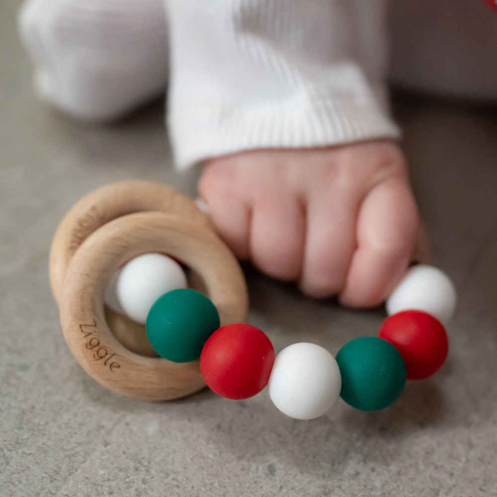 Christmas silicone and wood teether