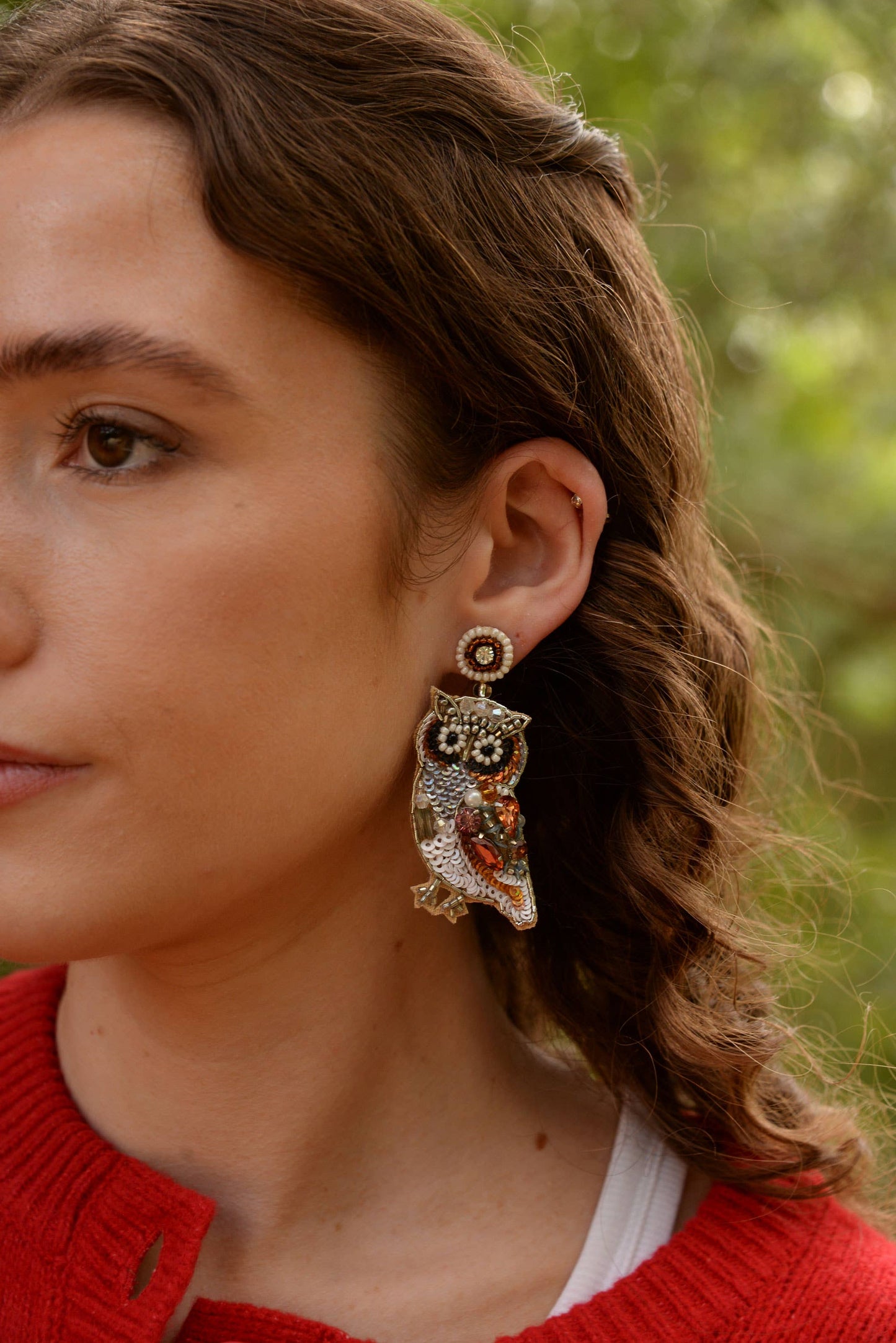 OWL BEADED DROP EARRINGS