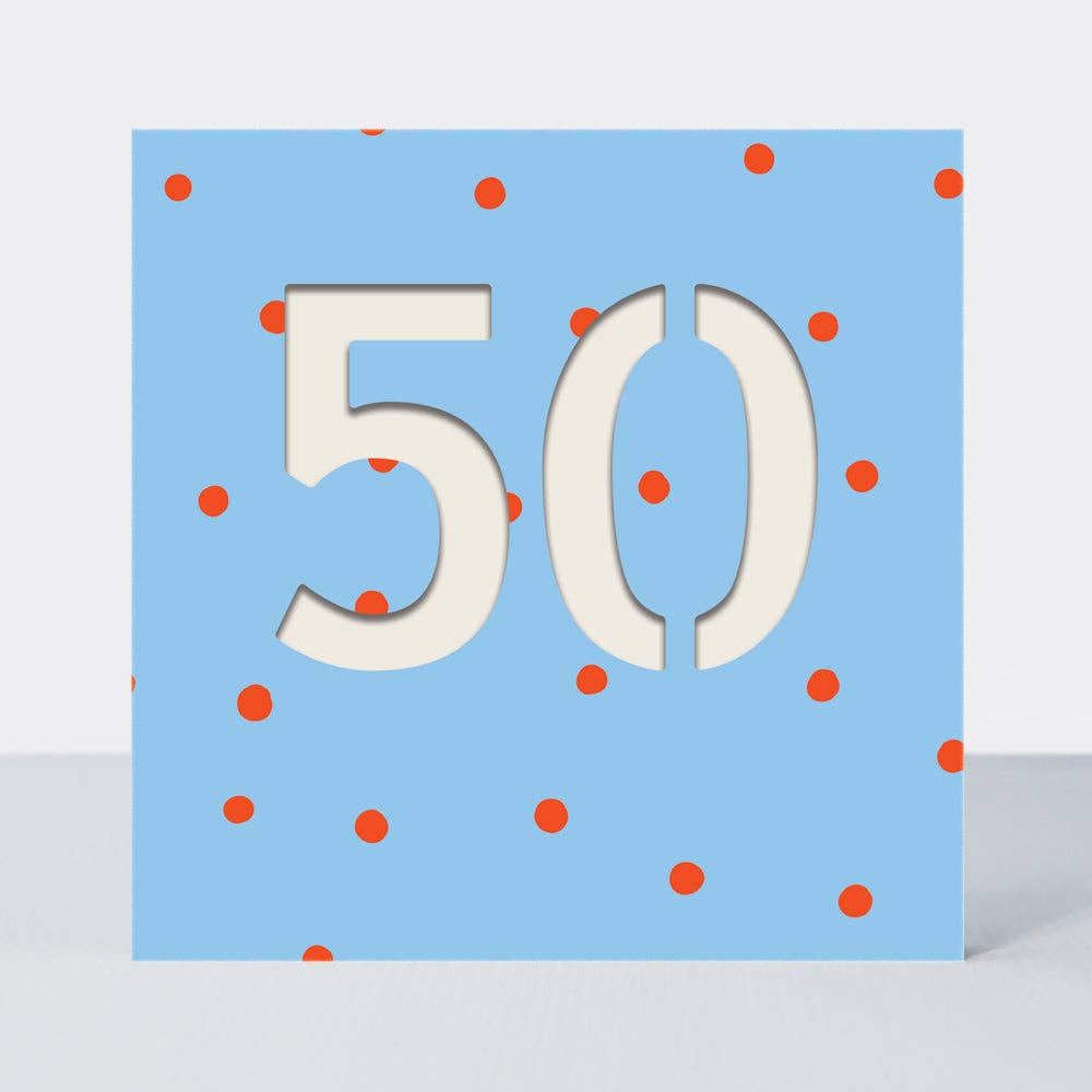 Bon Bon - Age 50 Birthday Card/Blue Dots