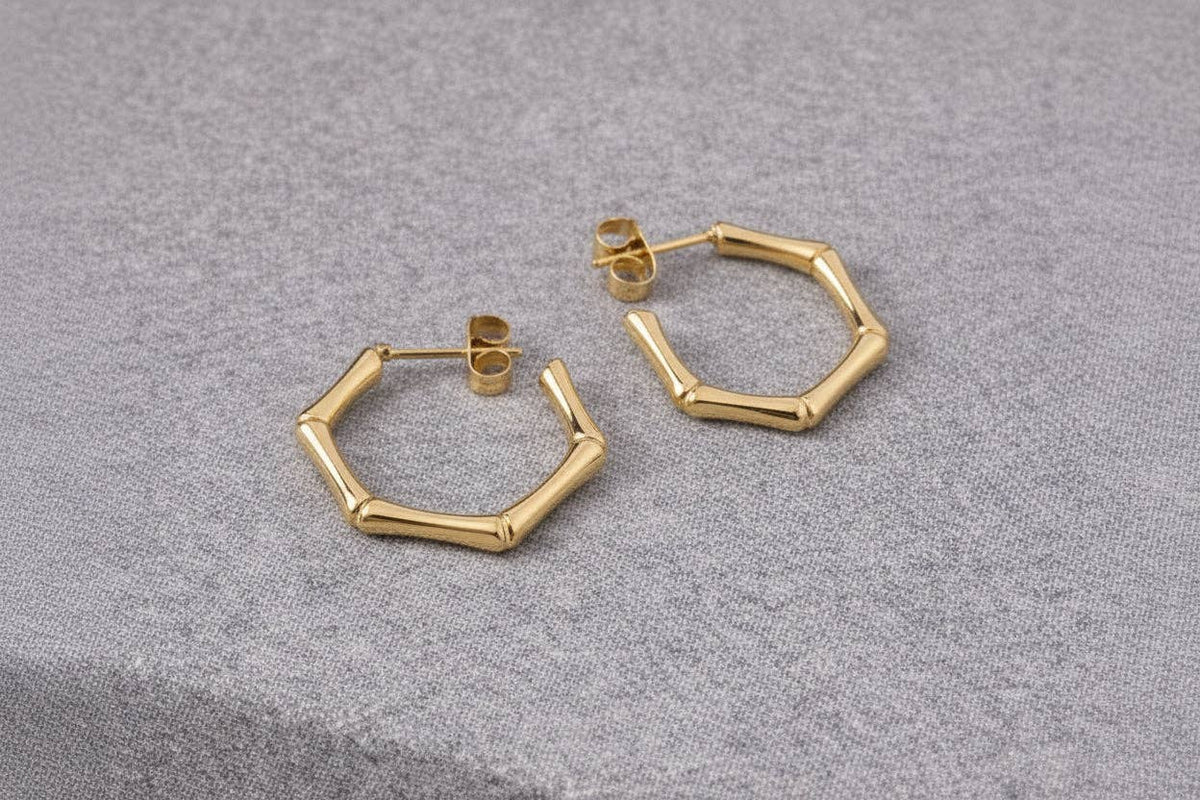 Tarnish Resistant Hexagonal Studs: Silver