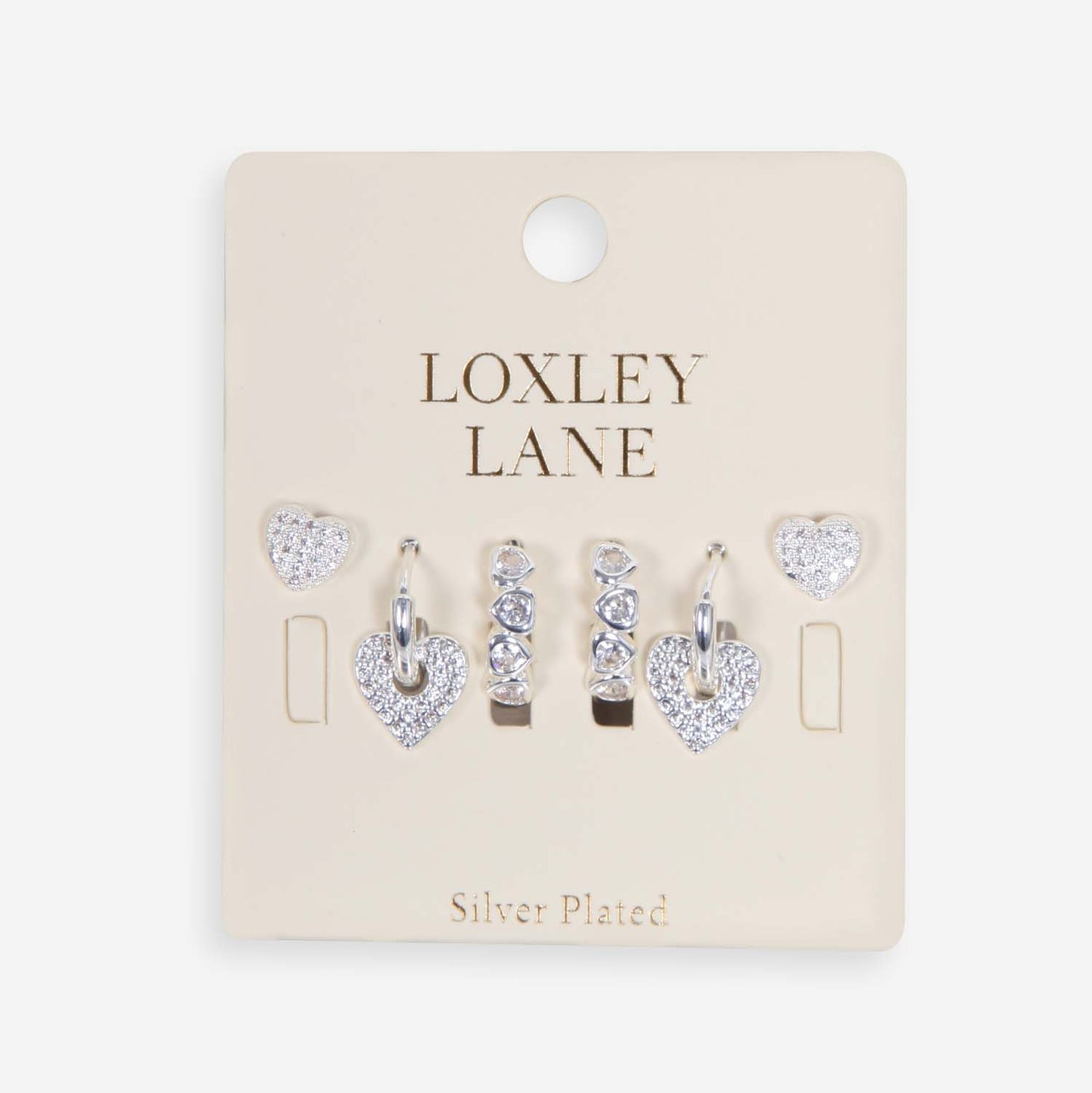 Loxy Lane - 2008501 Silver Heart Earring Set