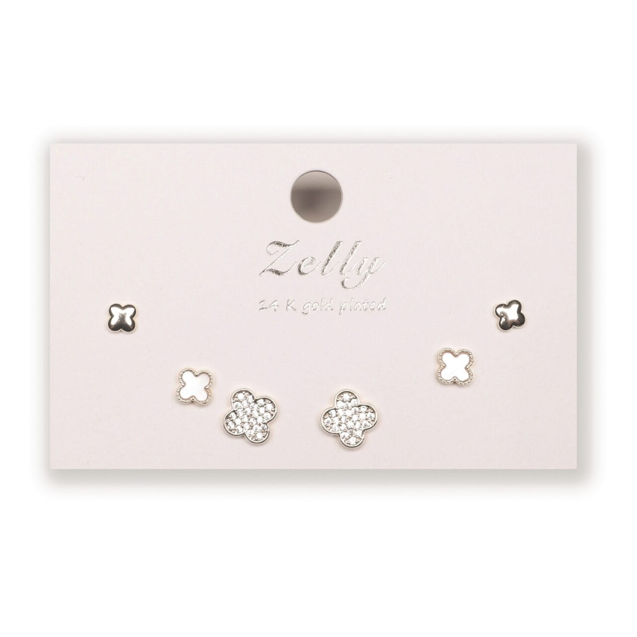 Set of 3 Silver Clover Stud Earrings - 2118501