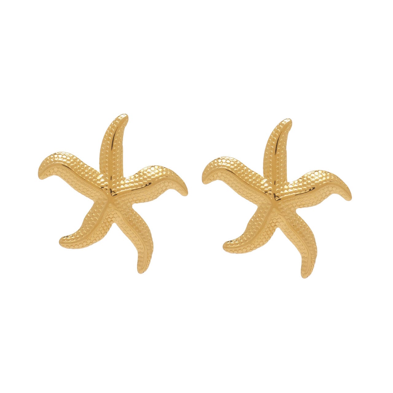 Gold Starfish Stud Earrings - 2147907