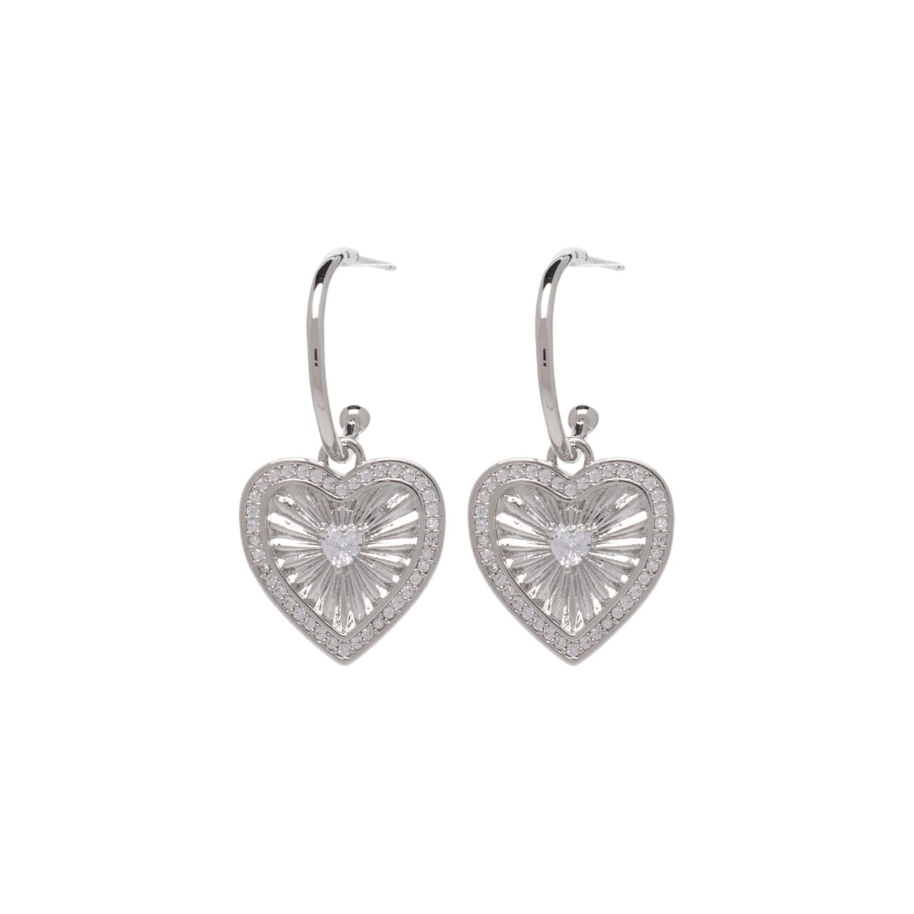Silver Hoop Heart Earrings - 2149901