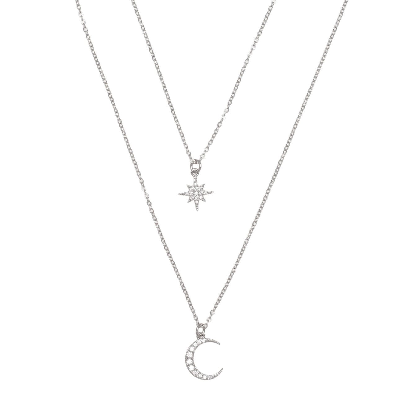 Silver Moon & Star Necklace - 2150101