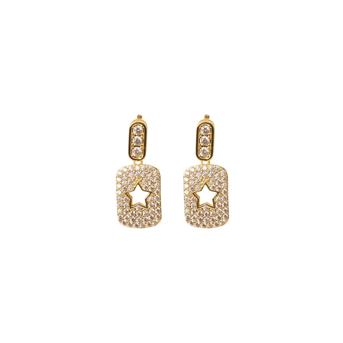 Gold Open Star Earrings