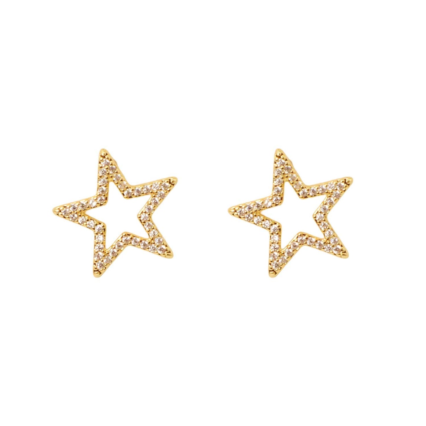 Gold Open Star Earrings