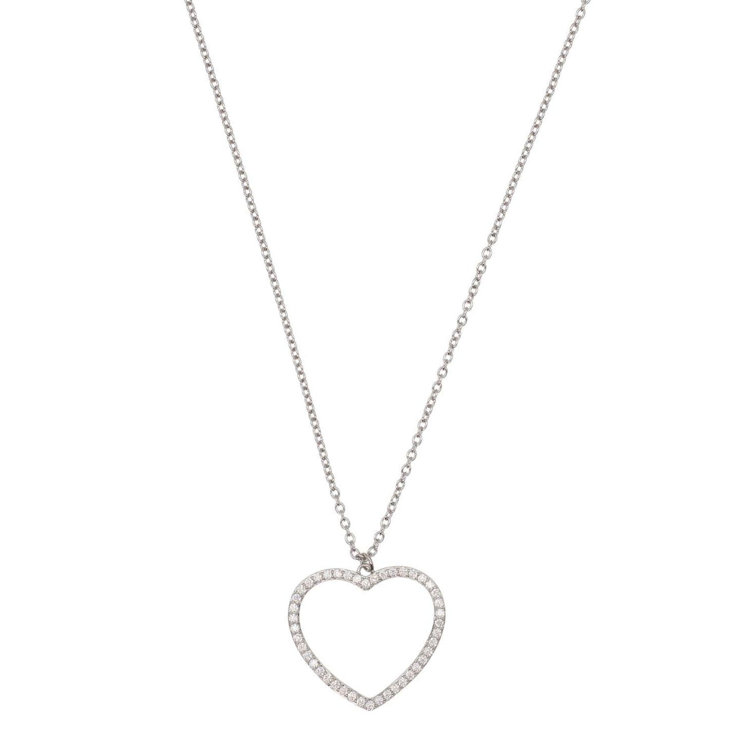Necklace - Open Heart Pendent Silver