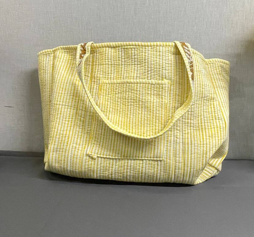 100% Cotton Kantha Quilted Boho Reversible Floral Tote Bag