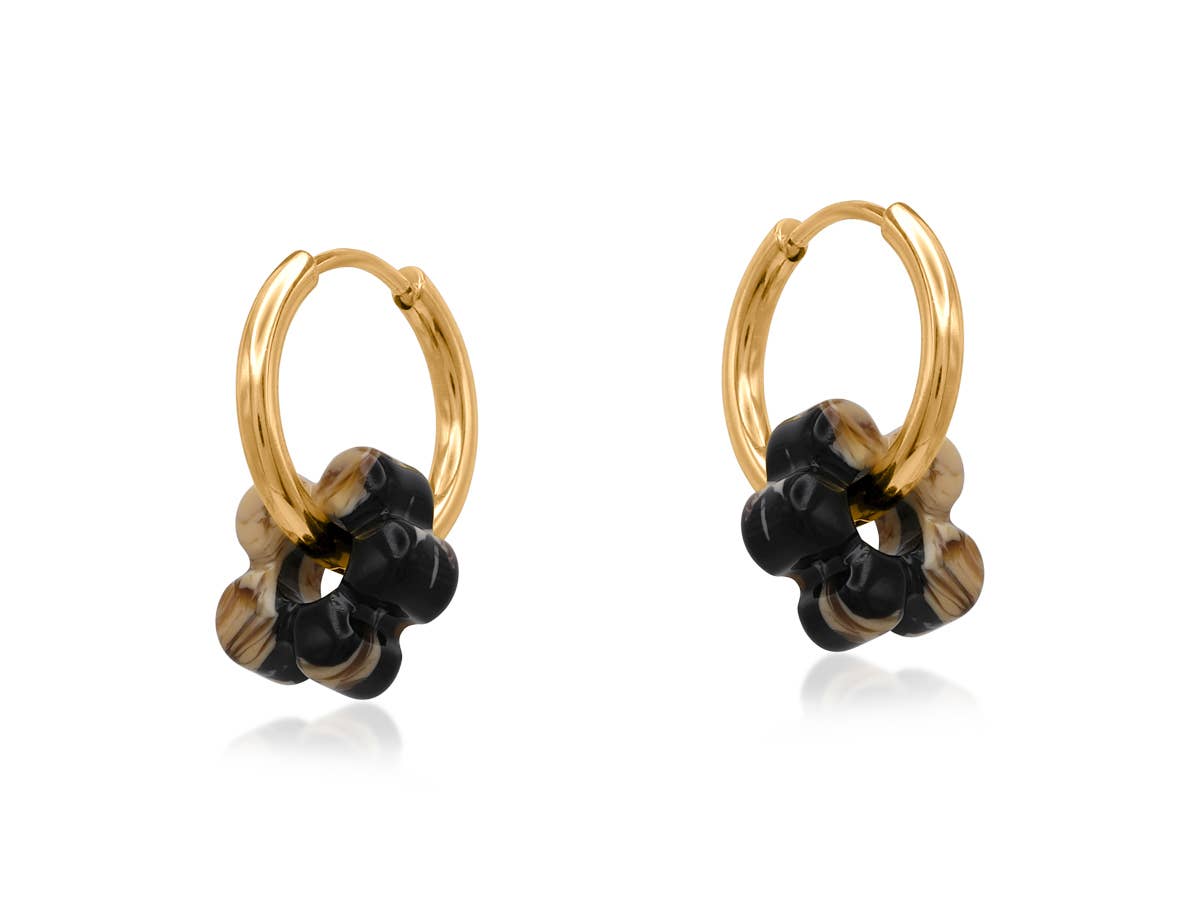 Sophia Petite Resin Huggies Earrings: Beige