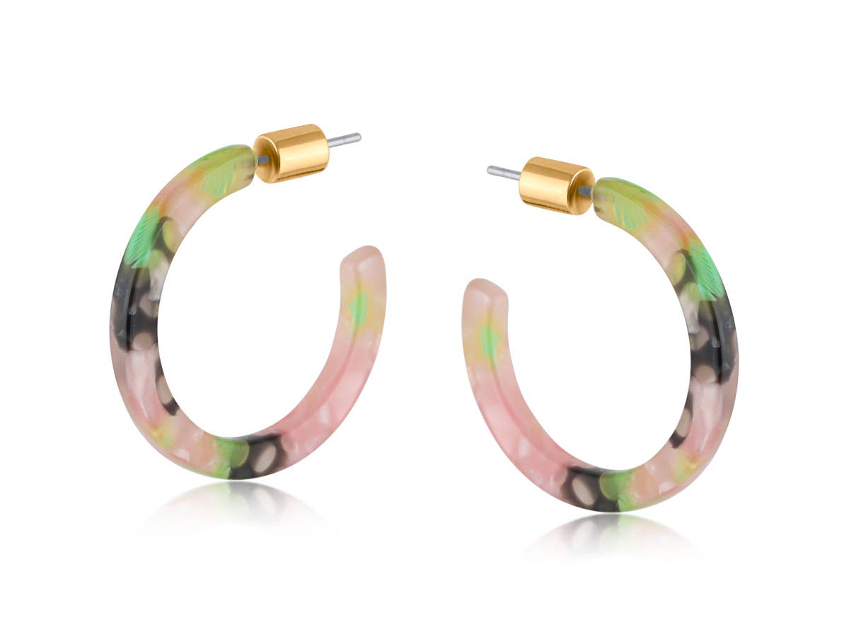 ILONA RESIN SKINNY EARRINGS: PINK