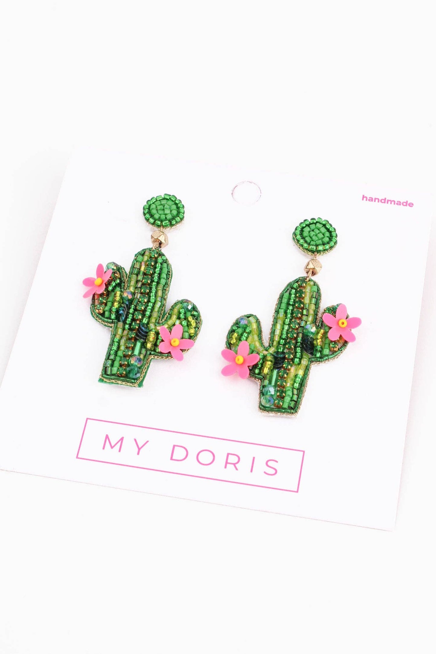 GREEN AND PINK CACTUS EARRINGS