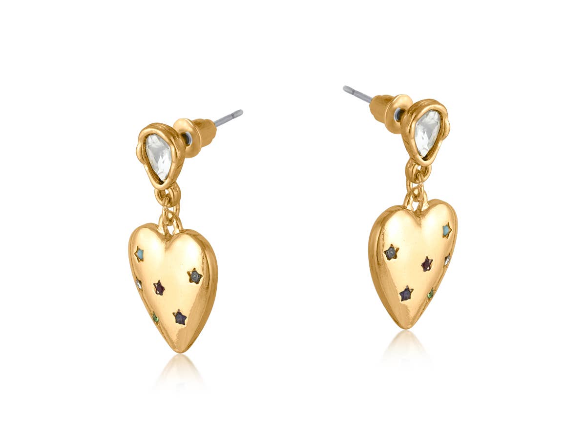 FLORENCE HEART DROP EARRINGS: GOLD