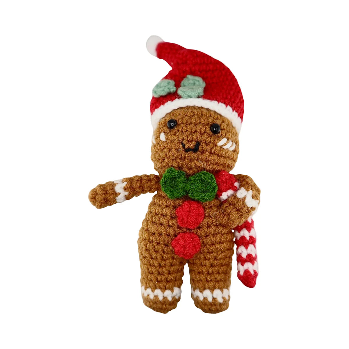Xmas Gingerbread with Candy Cane Hanging Crochet Decoration