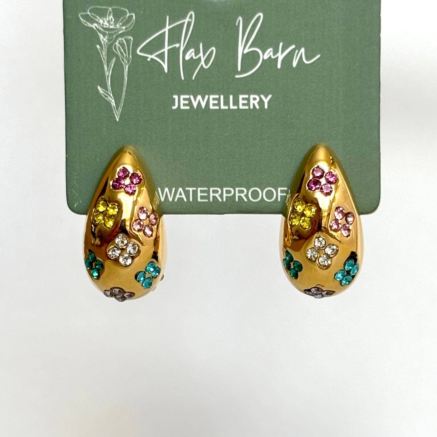 Tarnish Resistant Zirconia Flower Teardrop Studs
