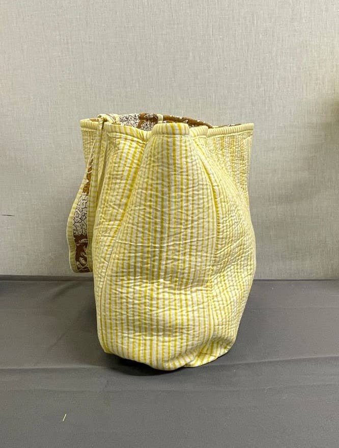100% Cotton Kantha Quilted Boho Reversible Floral Tote Bag