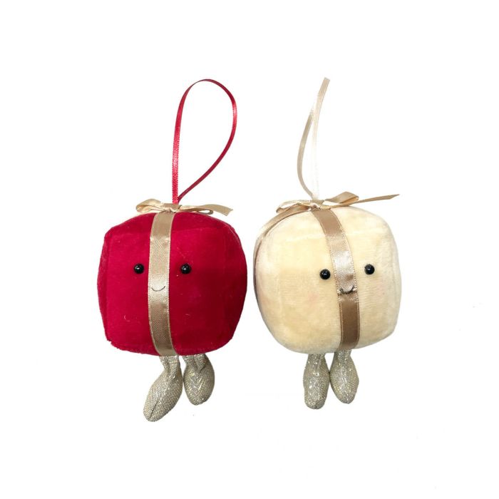 CHRISTMAS POLYESTER NOVELTY PARCEL HANGER GOLD AND RED