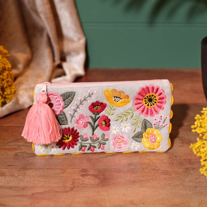 Floral luxe velvet glasses case