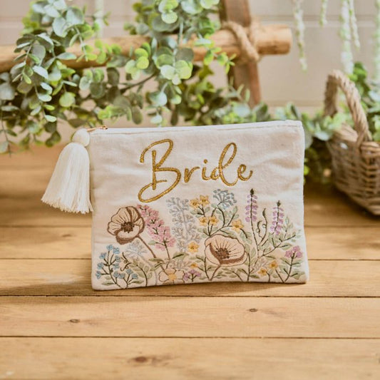 Bride Embroidered Floral Pouch