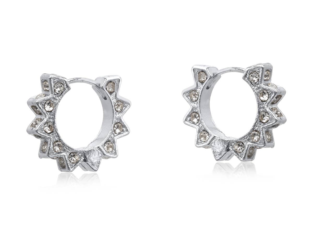 Sirens Crown Huggie Earrings: Silver