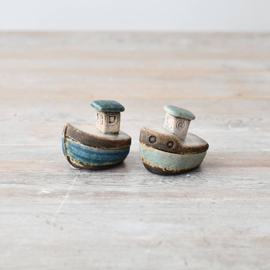 2A Speckled Blue Boat Deco, 5.5cm