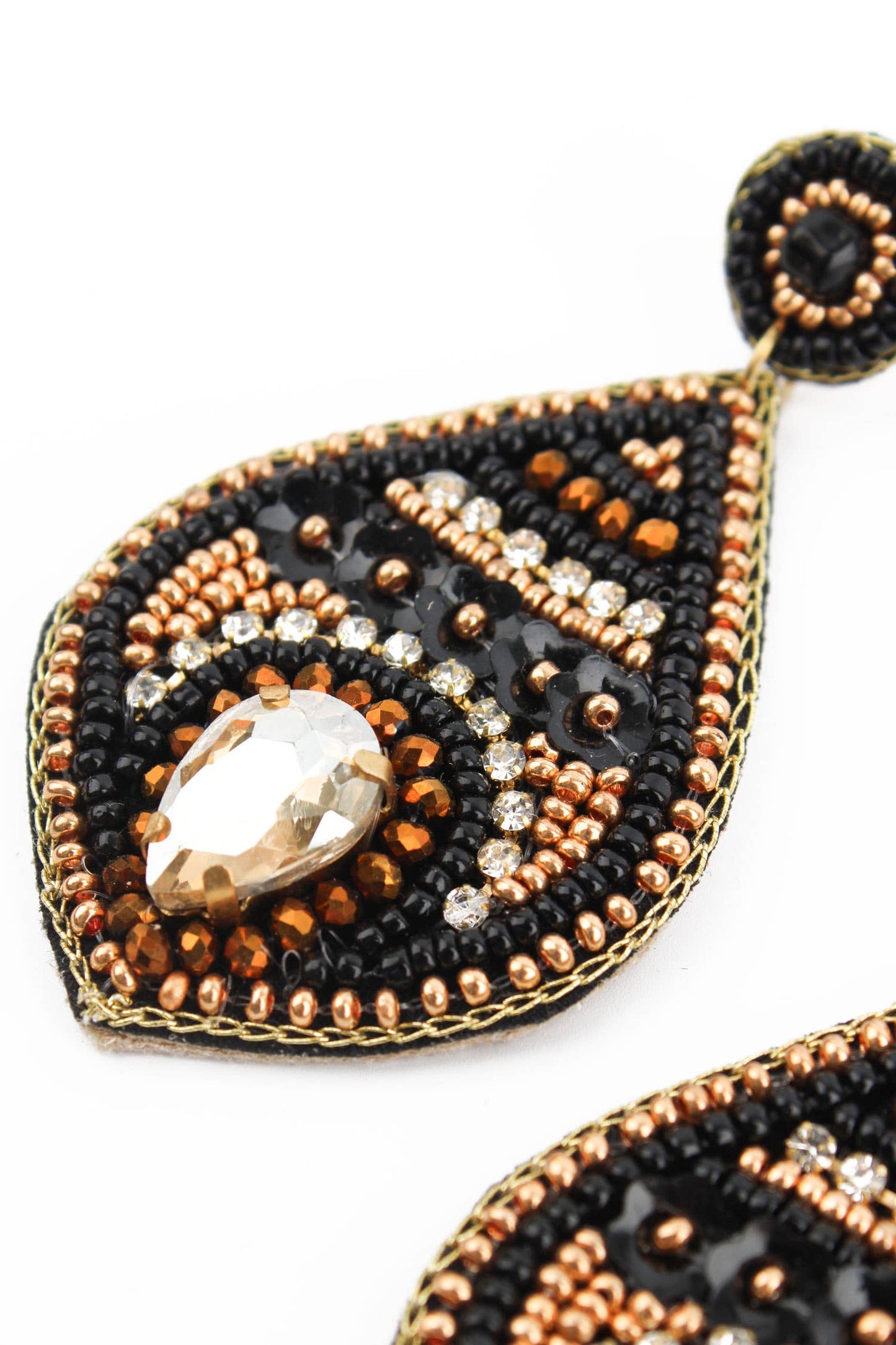 BLACK AND GOLD TEARDROP EARRINGS