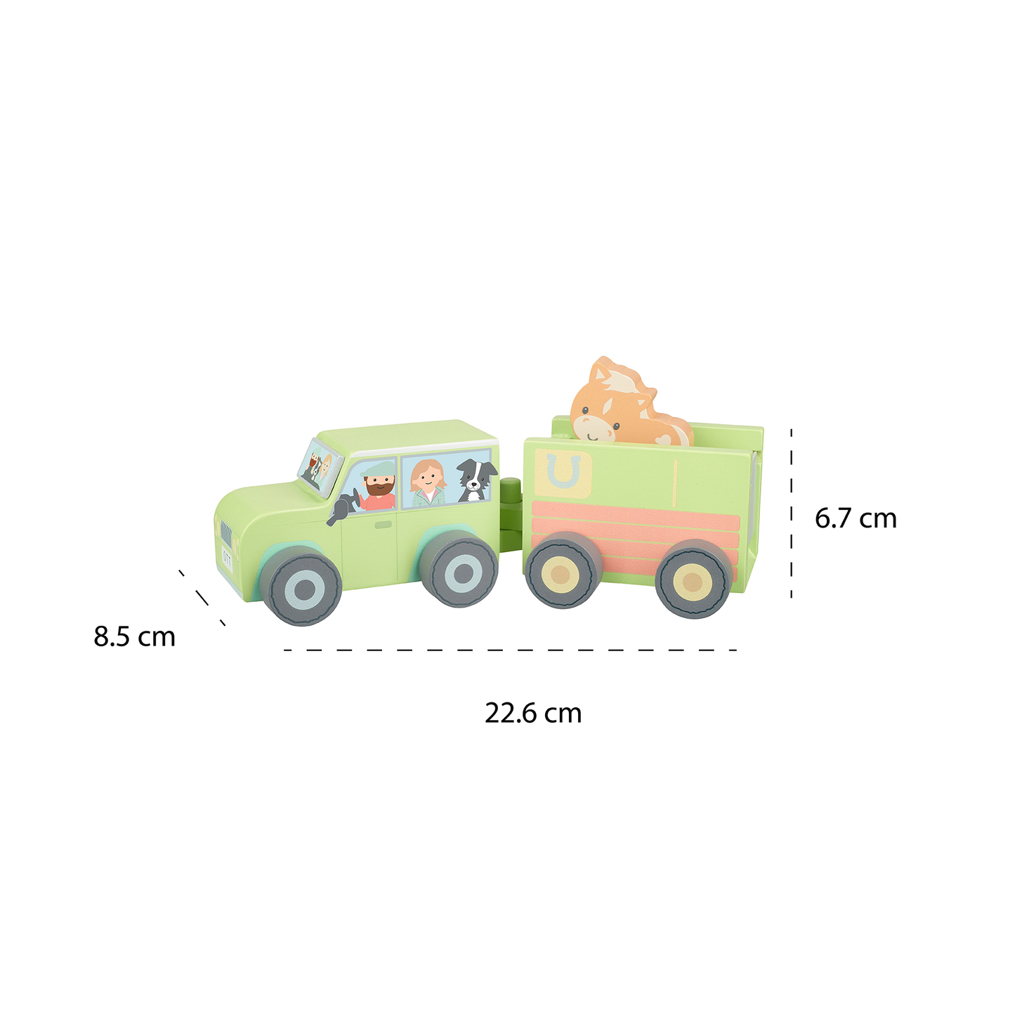 NEW! Wooden Farm 4x4 with Horse Box and Horse