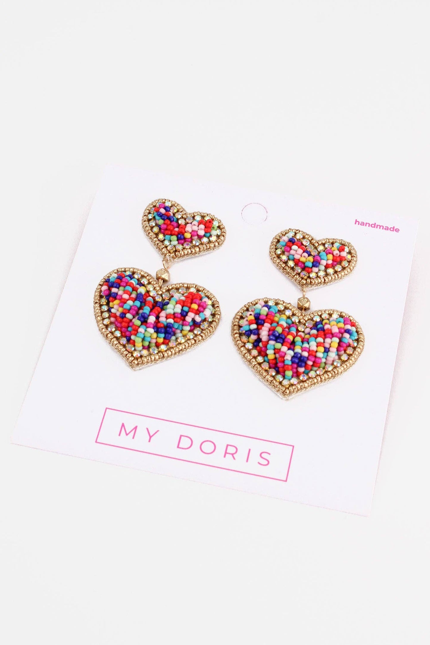RAINBOW CONFETTI HEART EARRINGS