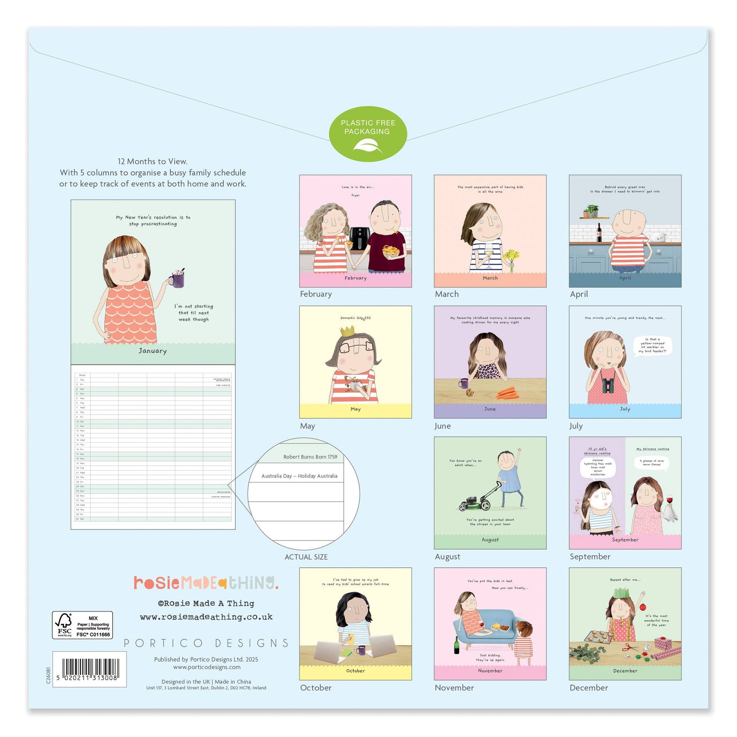 Rosie Made a Thing Square Family 2026 Calendar