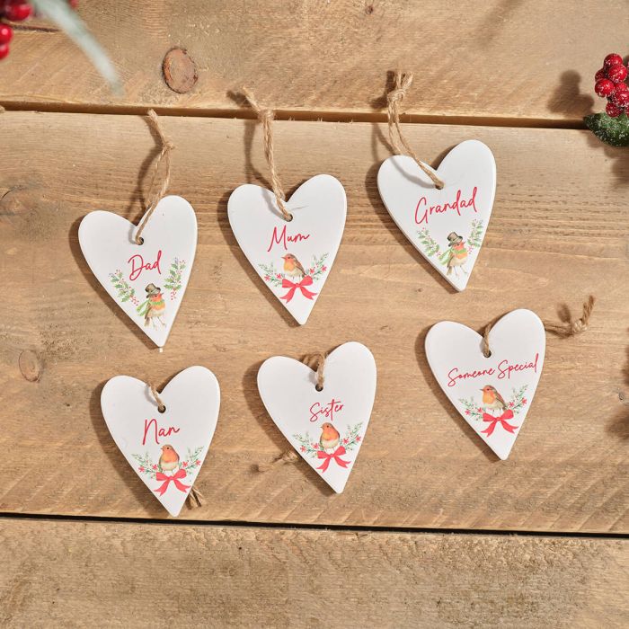Robin Family Ceramic Heart