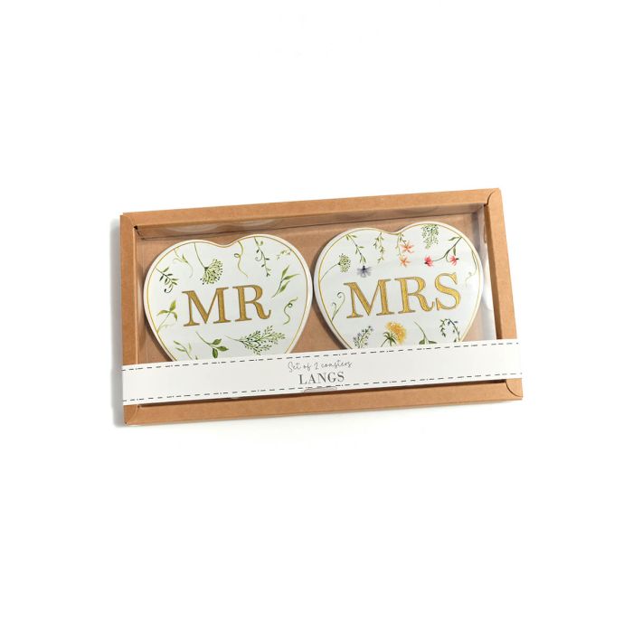 Wedding set of 2 heart coaster