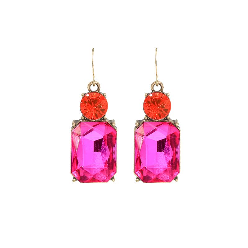 Twin Gem Earring in Pink & Orange