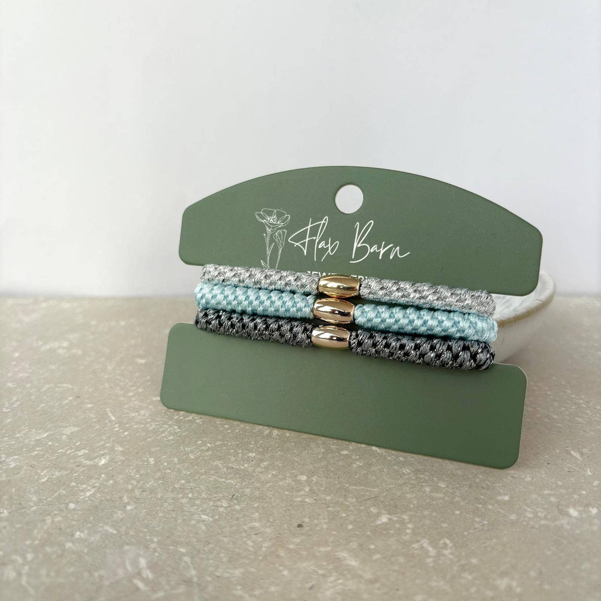 "Winter Mist" Pack of 3 Elasticated Cord Hairbands
