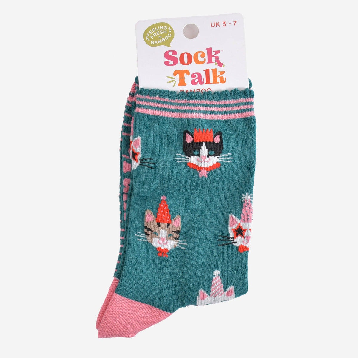 Party Cats Bamboo Socks in Green: UK 3-7 | EU 36-40 | US 5-9