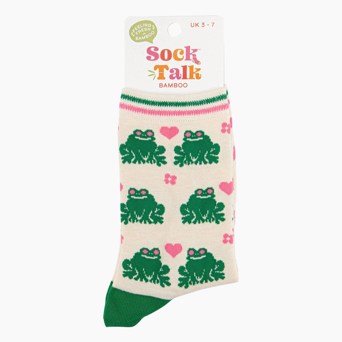 Frogs Love Hearts Bamboo Socks in Cream: UK 3-7 | EU 36-40 | US 5-9