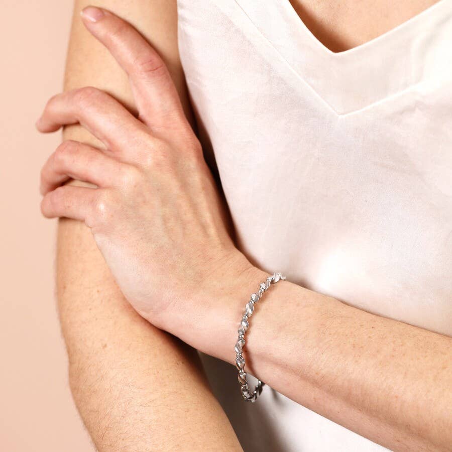 Stainless Steel Twisted Bead Bracelet