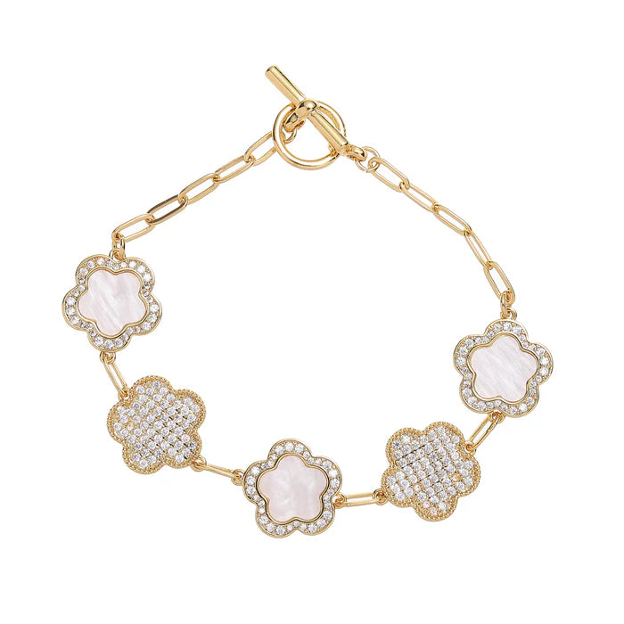 Park Lane gold plated bracelet with cubic zirconia stones,white
