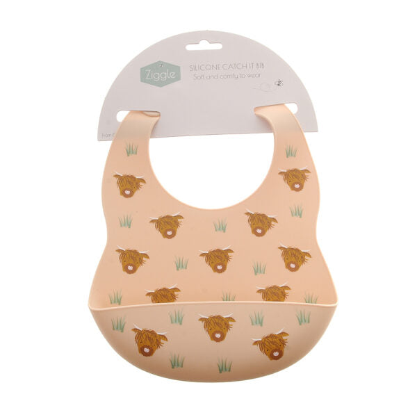 Silicone feeding bib - Highland Cow