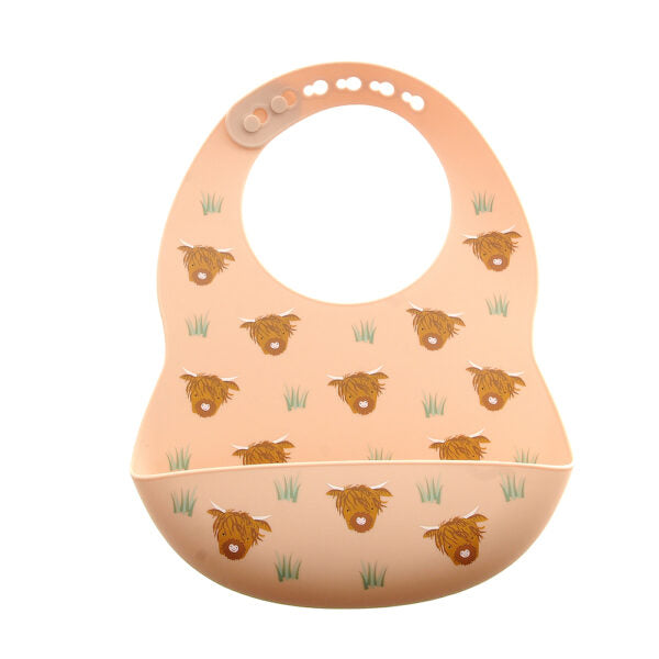 Silicone feeding bib - Highland Cow