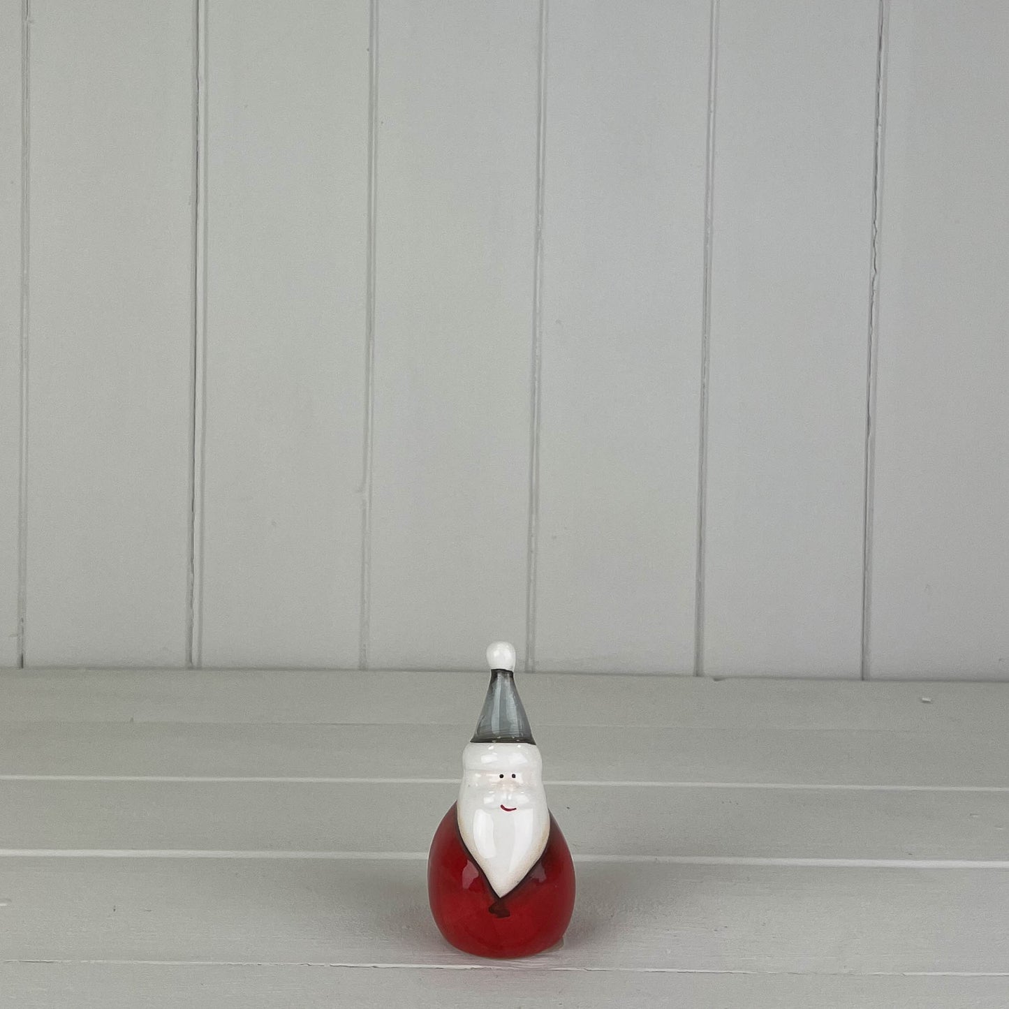 Ceramic Santa with Red Body Grey Hat - Small