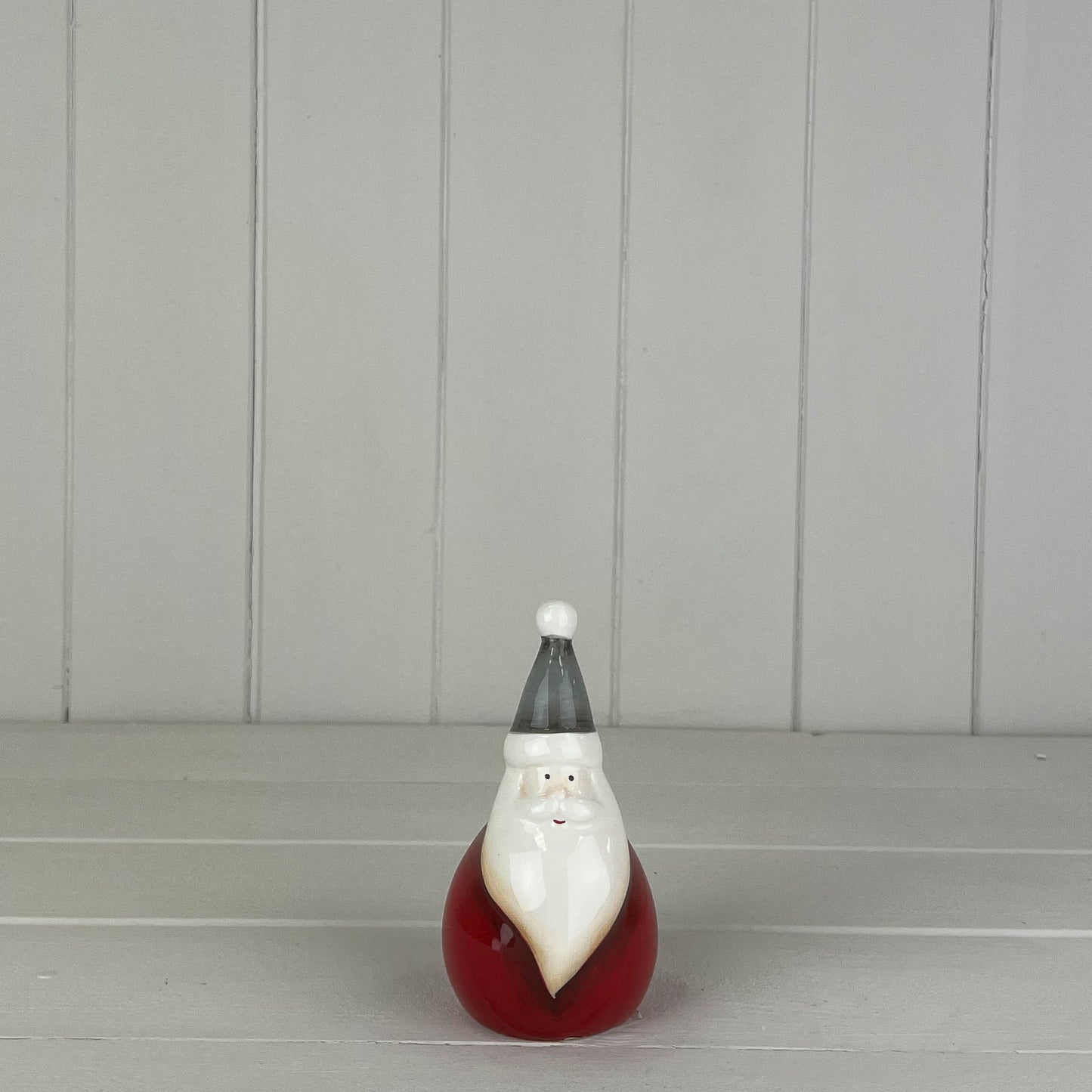 Ceramic Santa with Red Body Grey Hat - Medium