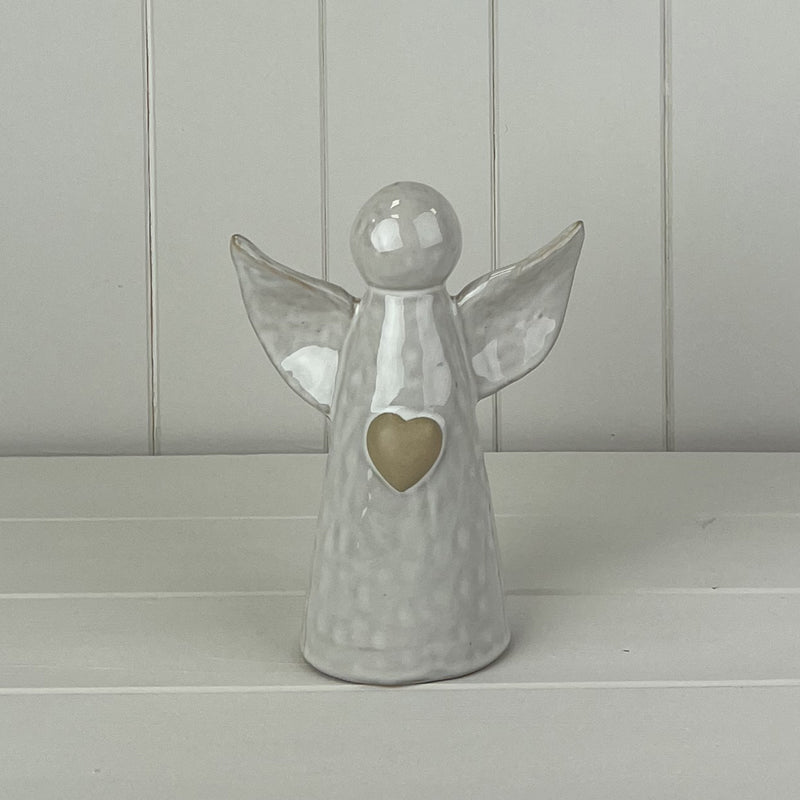 White Ceramic Angel Ornament - Large