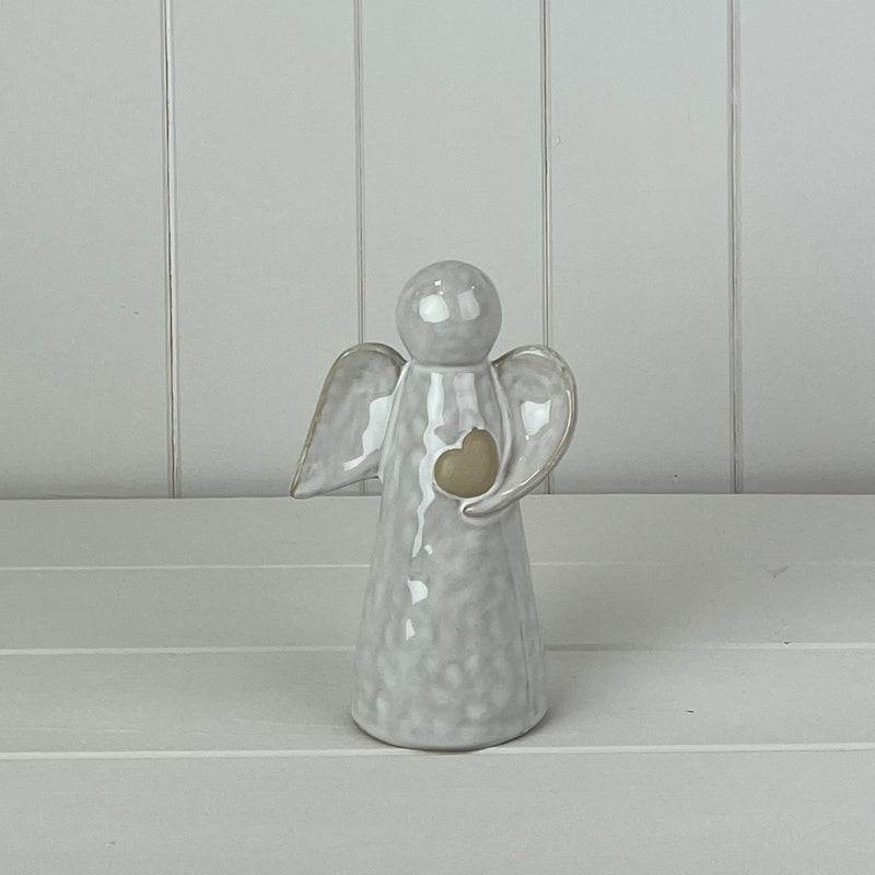 White Ceramic Angel Ornament - Medium