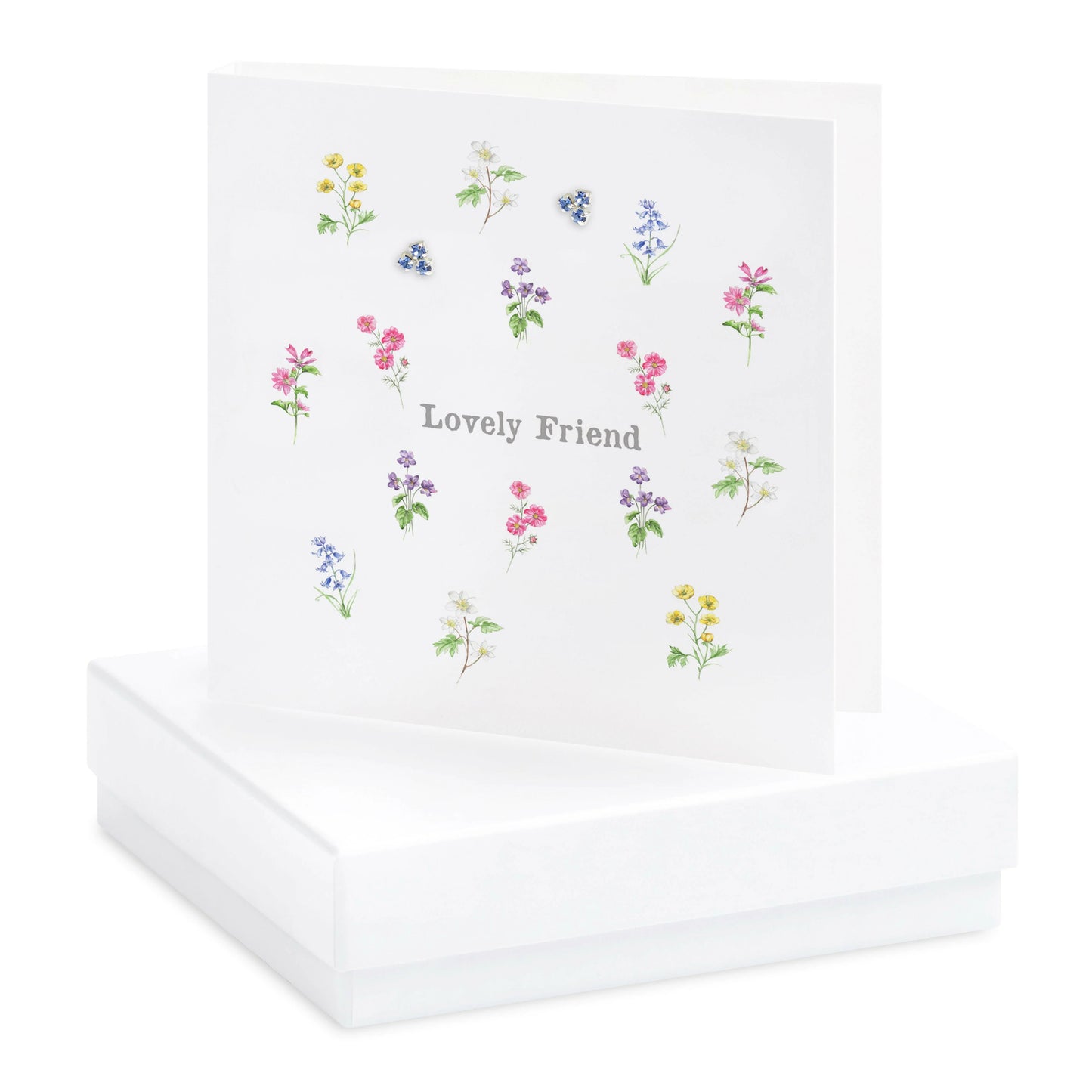 Boxed Sterling Silver Floral Friend Stud Earring