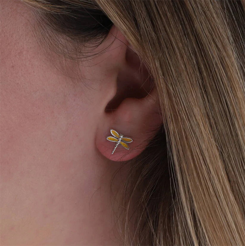 Attic Creations - GROW HAPPILY Enamel dragonfly earrings