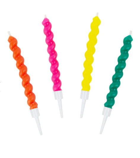 Colourful Bright Birthday Twirl Candles - 8 Pack