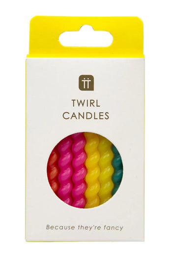Colourful Bright Birthday Twirl Candles - 8 Pack